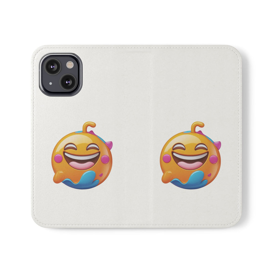 Emoji Joy Premium Flip Case – Fun Vegan Leather Wallet Stand Cover