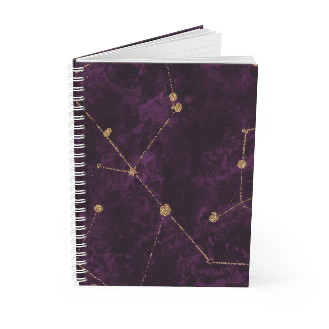 Celestial Gold Constellation Custom Spiral Notebook – Purple Velvet Chic