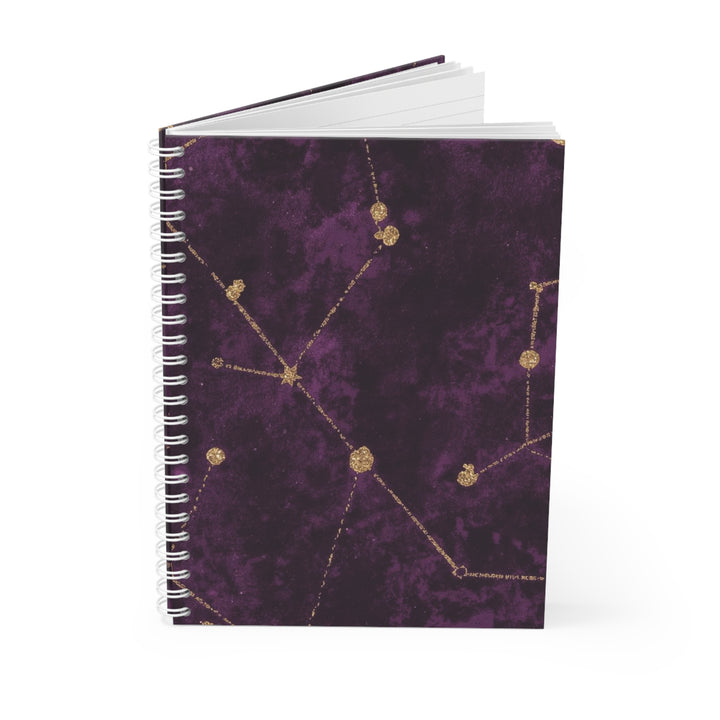 Celestial Gold Constellation Custom Spiral Notebook – Purple Velvet Chic