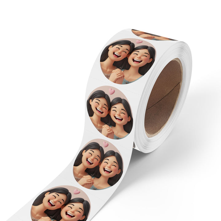 Joyful Friends 3D Cartoon Round Sticker Label Rolls – Durable & Stylish
