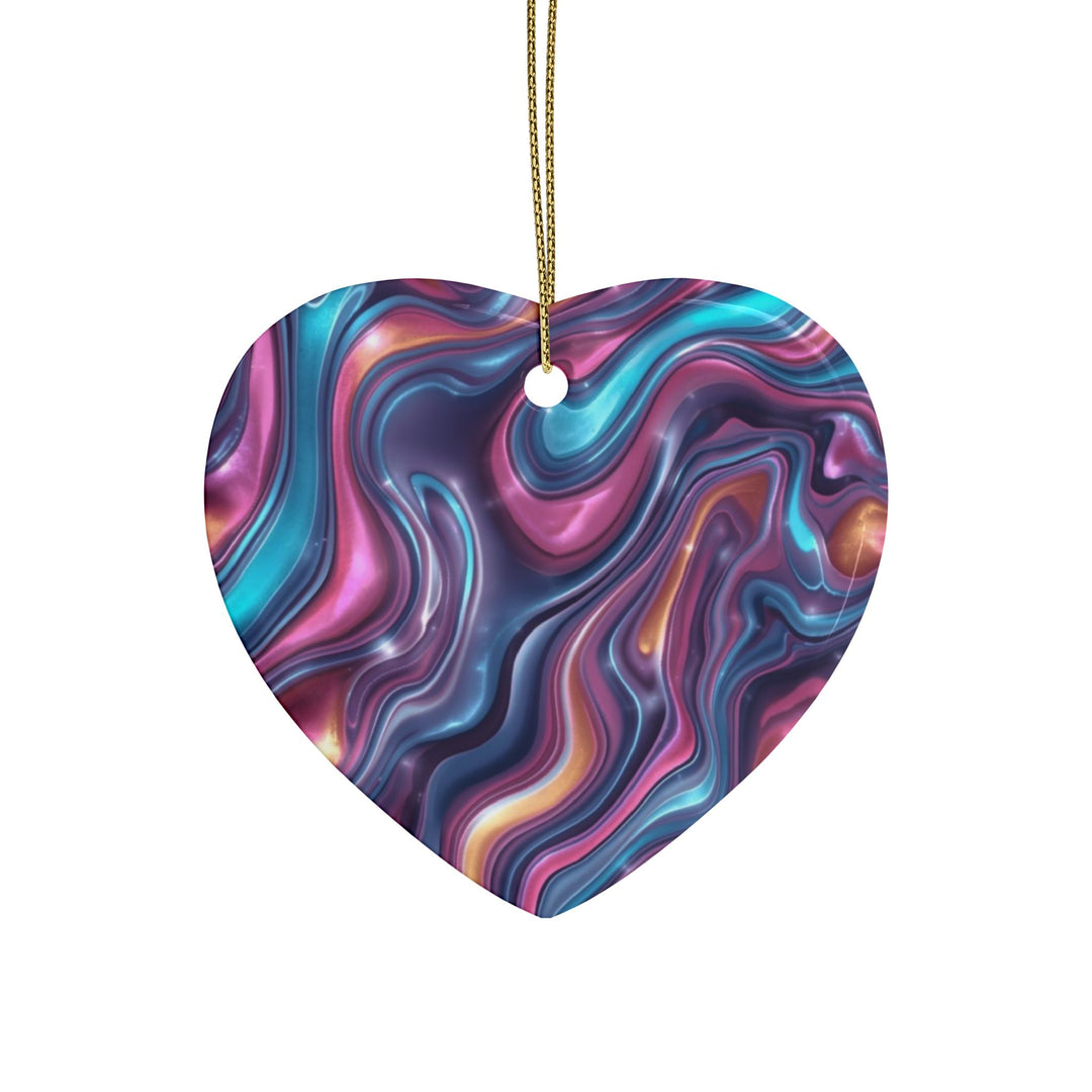 Personalized Abstract Ceramic Ornaments – Iridescent Swirl, Custom Gift Sets
