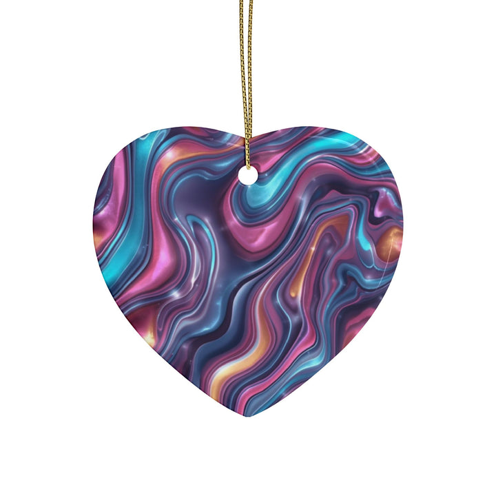 Personalized Abstract Ceramic Ornaments – Iridescent Swirl, Custom Gift Sets