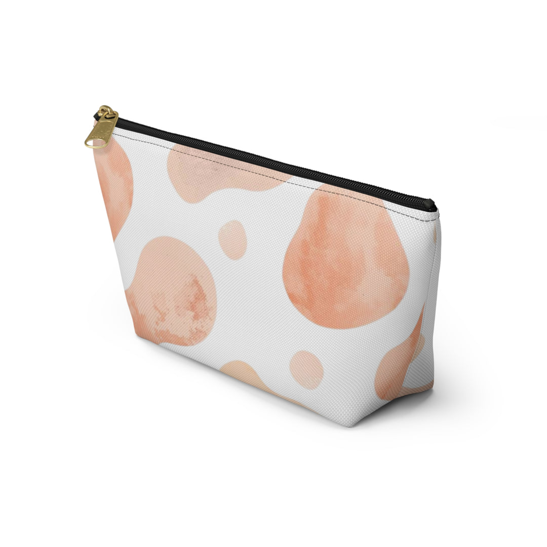 Chic T-Bottom Accessory Pouch – Blush & Peach Abstract Watercolor Design