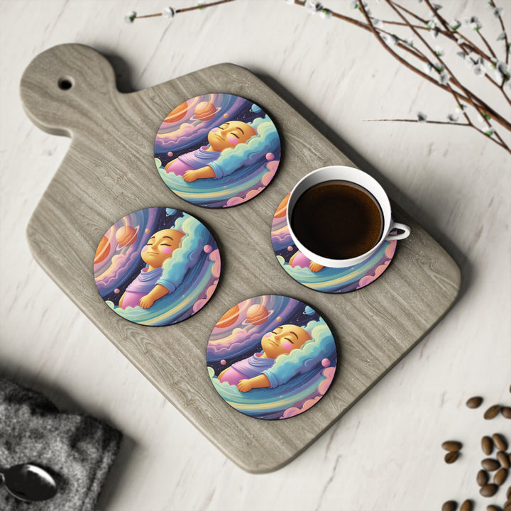 Cosmic Dream Baby Coasters – Pastel Galaxy Nursery Decor, 4-Pack