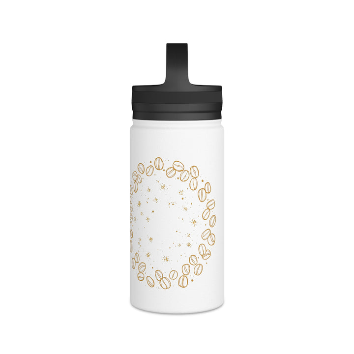 Trendy Coffee-Inspired Stainless Steel Water Bottle w/ Handle Lid – Leakproof, Double-Wall, Artistic Design