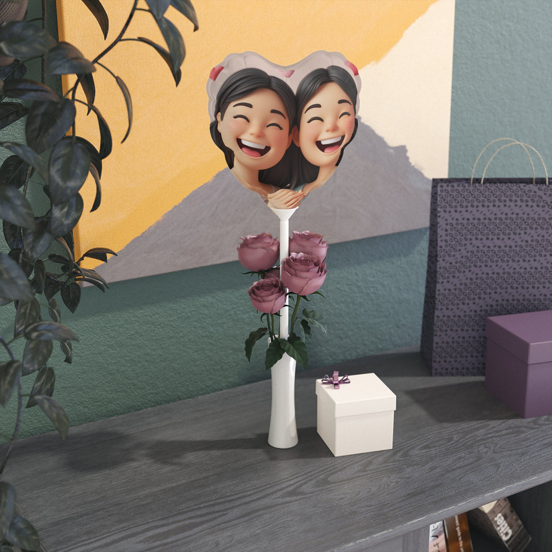 Custom 6” Heart & Round Balloons – Cute 3D Cartoon Girls Party Decor