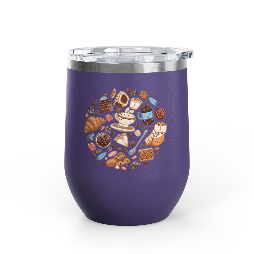 Whimsical Café 12oz Stainless Steel Wine Tumbler – Cartoon Coffee & Sweets