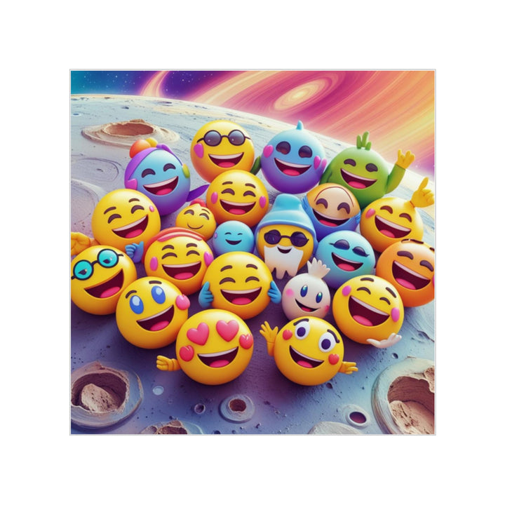 Transparent Emoji Cosmic Square Sticker – Weatherproof, Fun, & Trendy