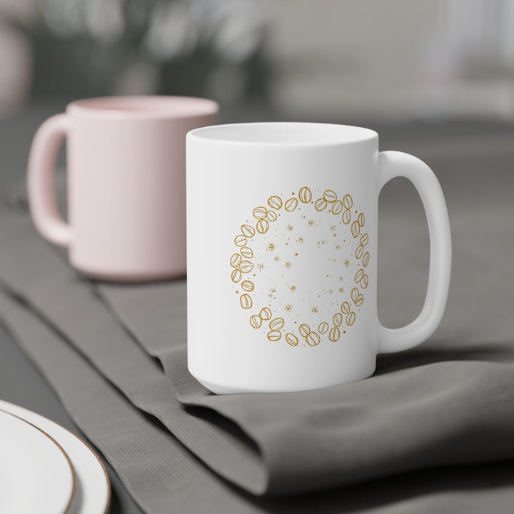 Personalized Ceramic Mug - Hand-Drawn Coffee Beans | 11oz 15oz 20oz