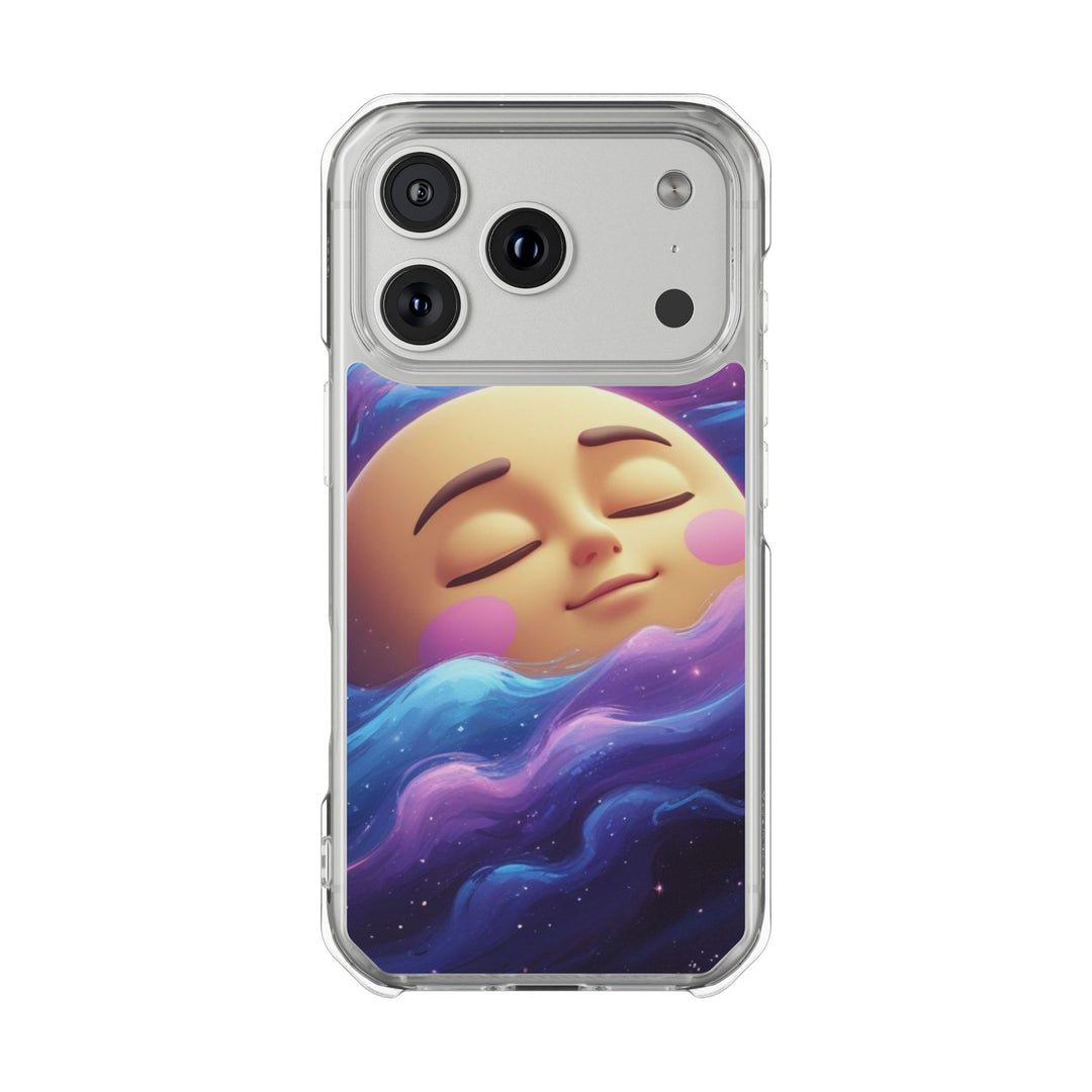 MagSafe Magnetic Clear Impact Case – Dreamy Galaxy Moon Design for iPhone