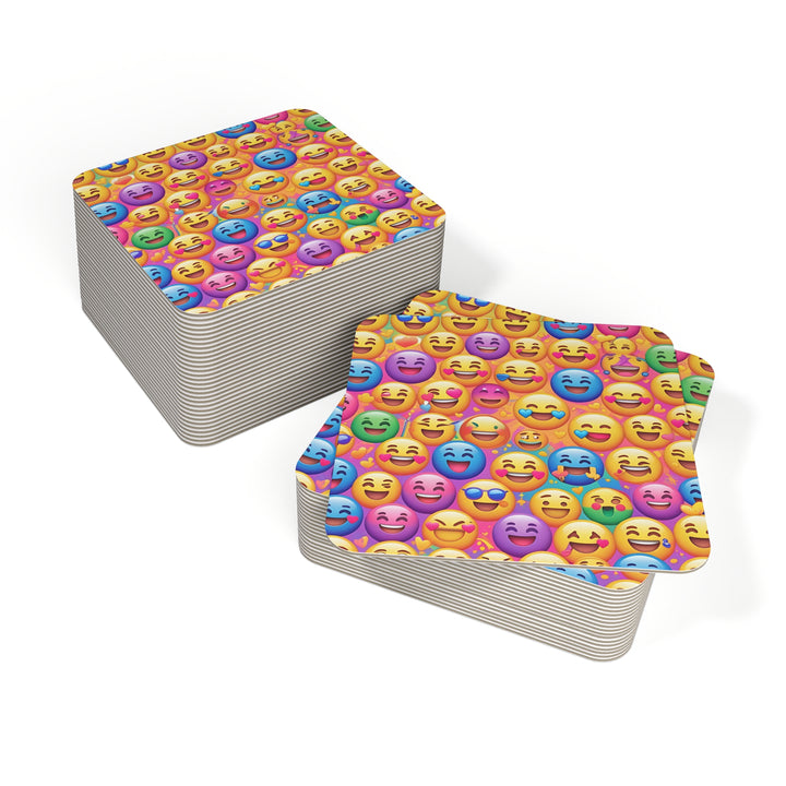 Emoji Vibe Square Coasters (50/100) – Fun, Stylish, Premium Protection