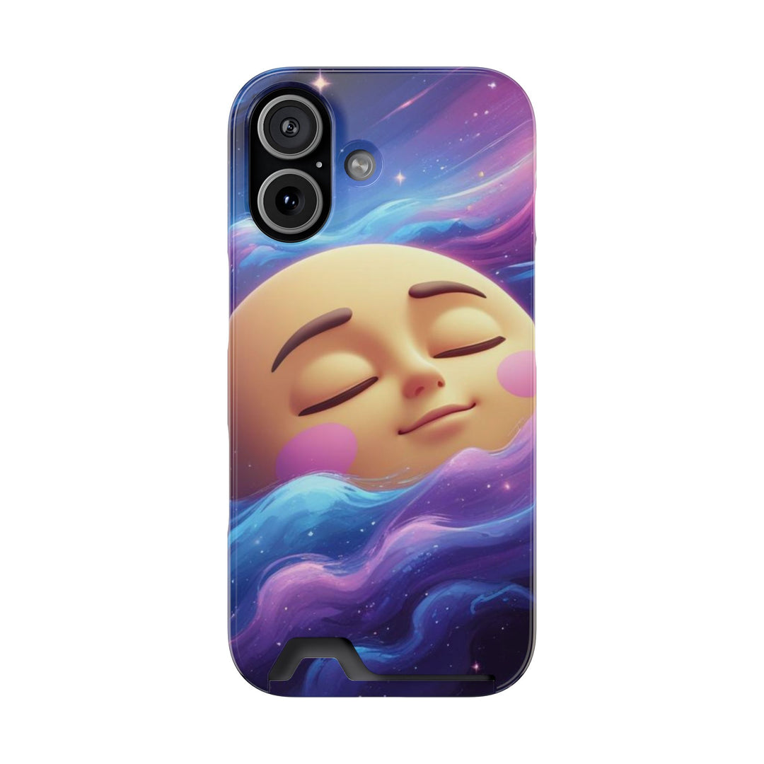 Galaxy Moon Phone Case With Card Holder – Cute Celestial Wallet Case