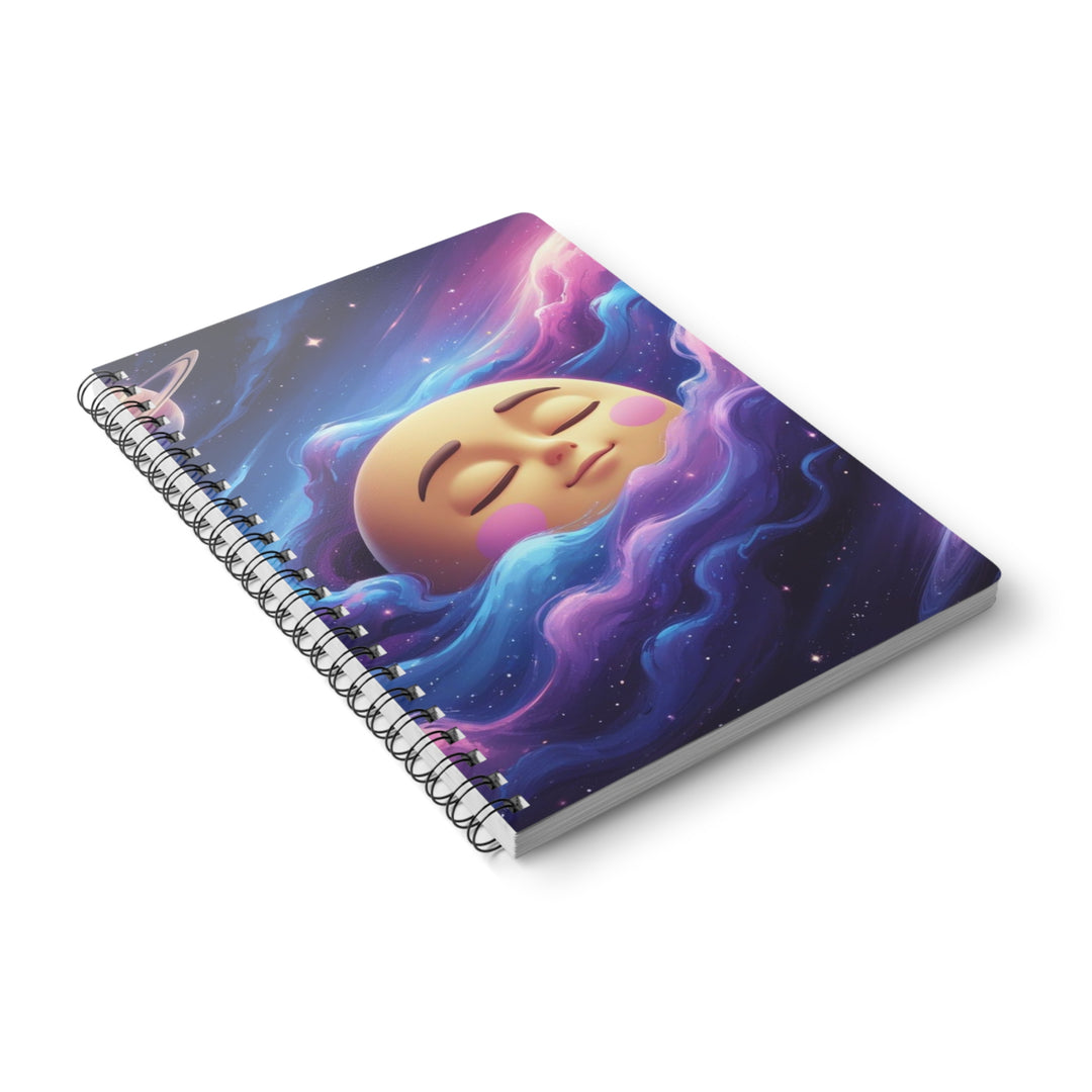 Galaxy Moon A5 Wirobound Notebook – Cute Cosmic Softcover, 150 Pages