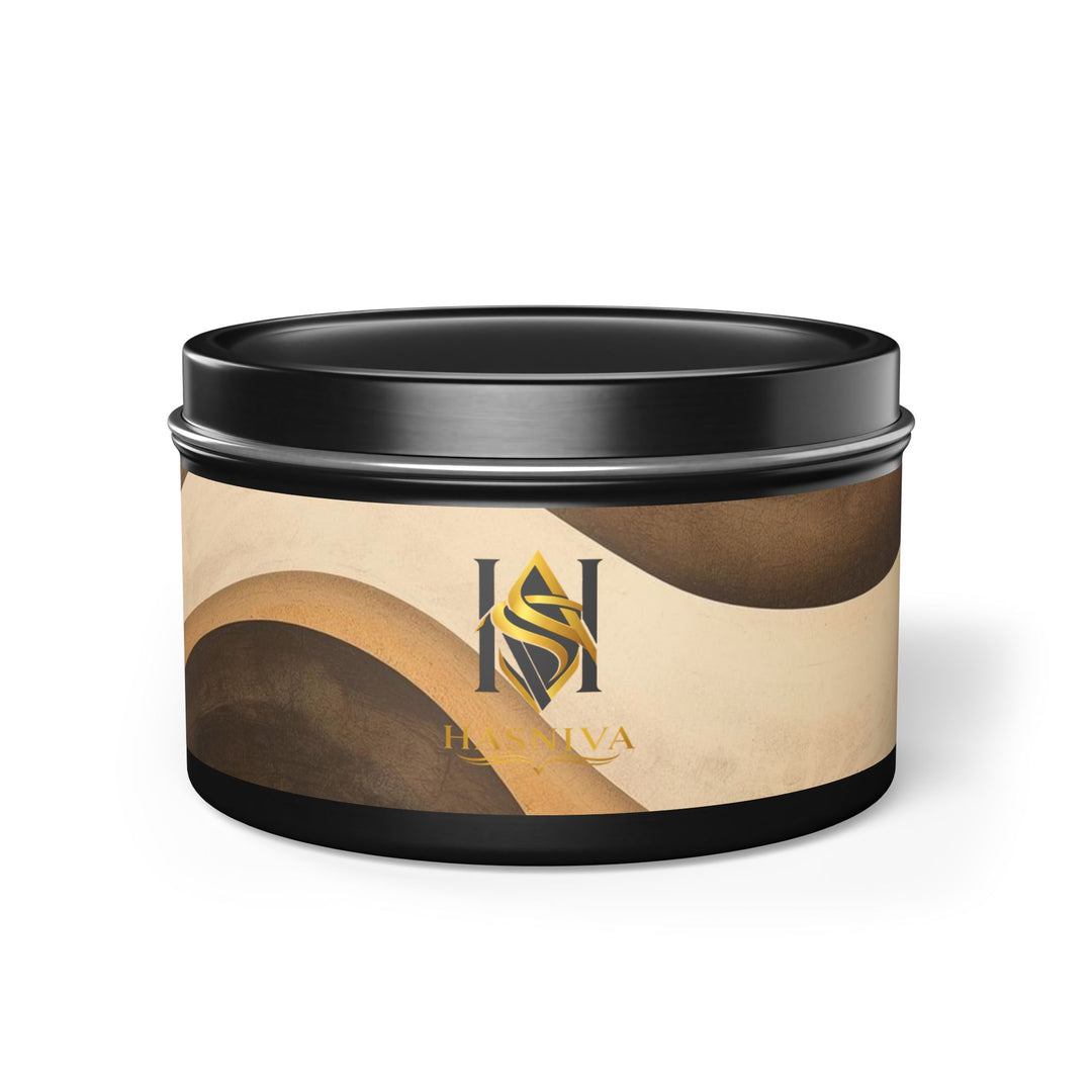 Handcrafted Abstract Wave Tin Candle – Cozy Mid-Century Modern Decor Gift