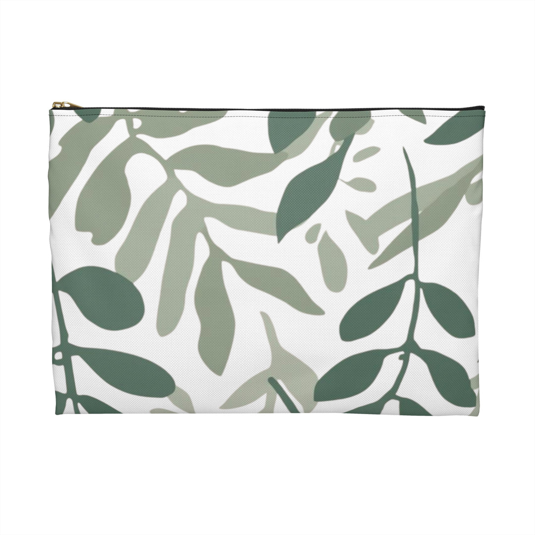 Chic Green Botanical Accessory Pouch – Stylish, Versatile Organizer Bag