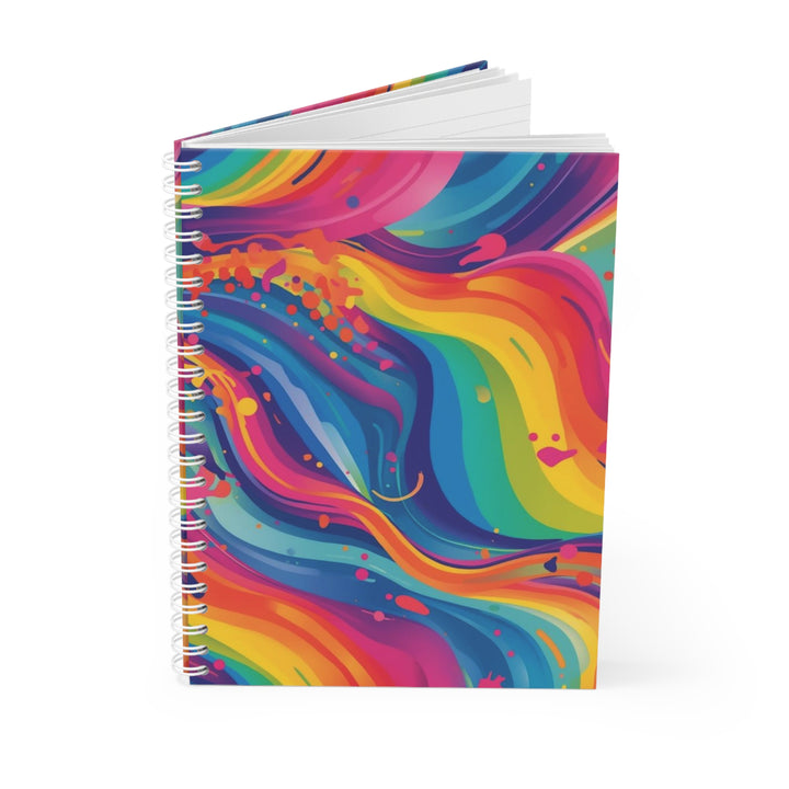 Customizable Spiral Notebook – Artistic Rainbow Waves, Trendy & Unique