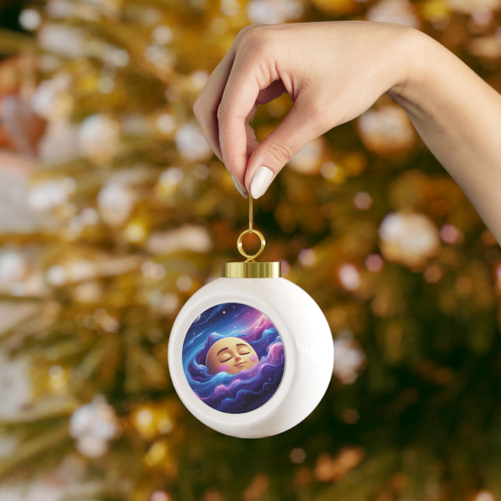 Personalized Galaxy Moon Holiday Ornament – Cute Celestial Xmas Decor