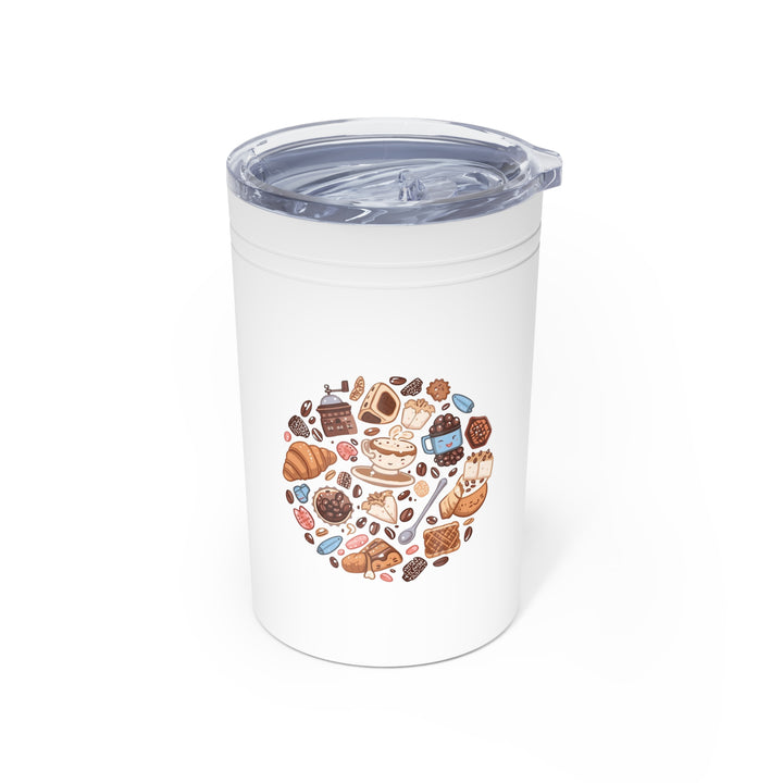 Whimsical Café 11oz Insulated Tumbler – Coffee & Dessert Cartoon Can Cooler
