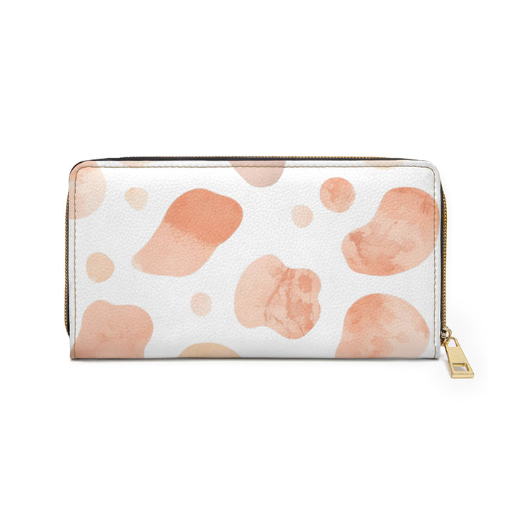 Sleek Personalized Zipper Wallet – Modern Blush Watercolor Abstract Design