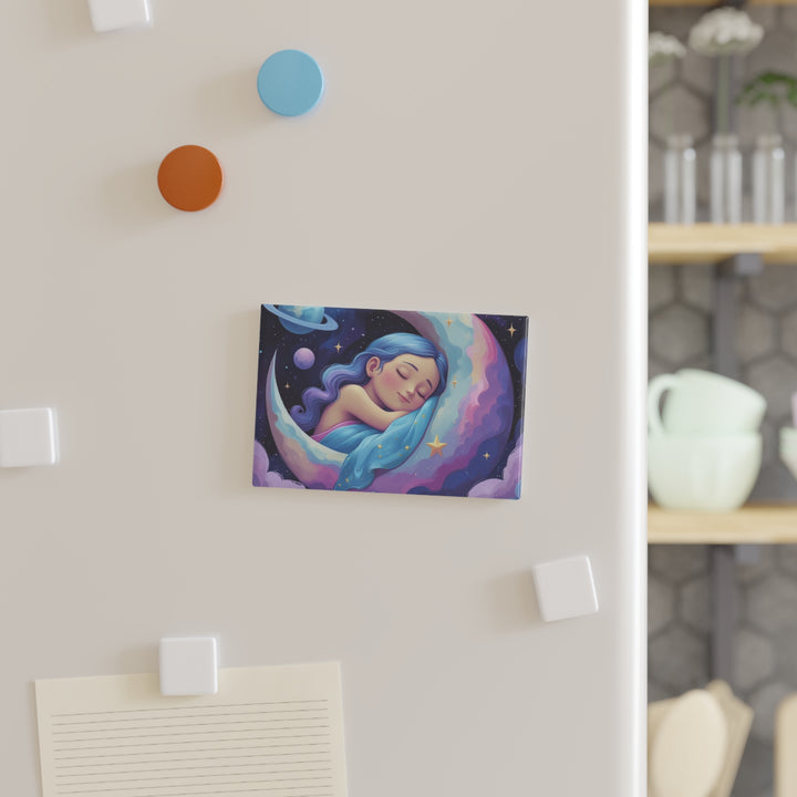 Dreamy Moon Girl Rectangle Button Magnet – Cute Celestial Decor (1/10 pcs)