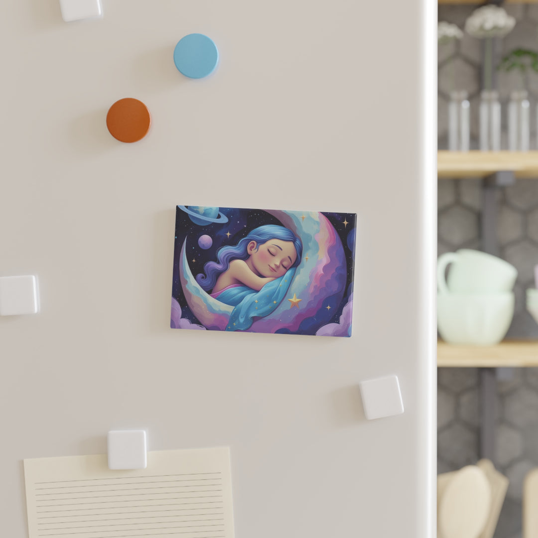 Dreamy Moon Girl Rectangle Button Magnet – Cute Celestial Decor (1/10 pcs)