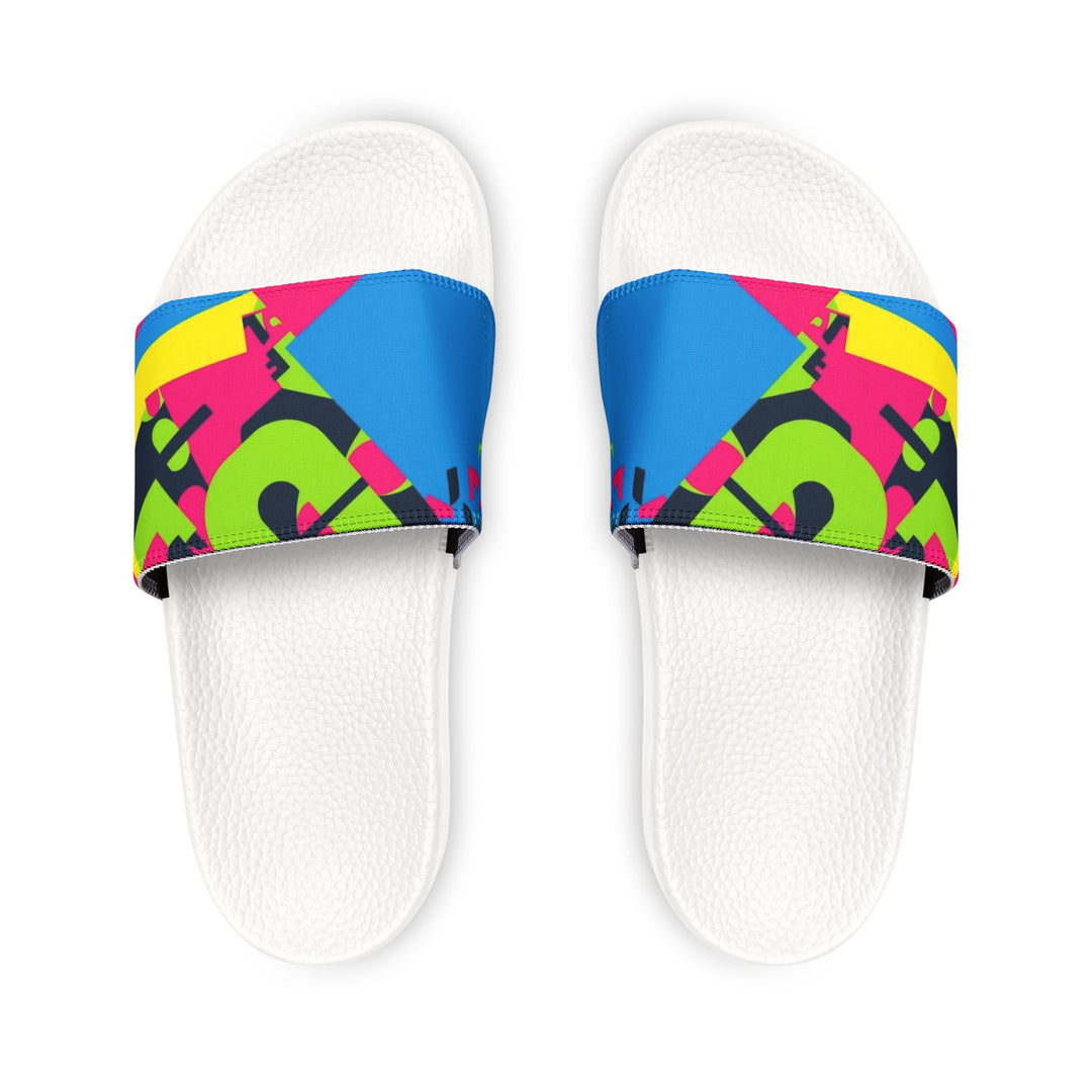 Women's Custom Neon Geometric Removable-Strap Sandals – 2-in-1 Urban Chic