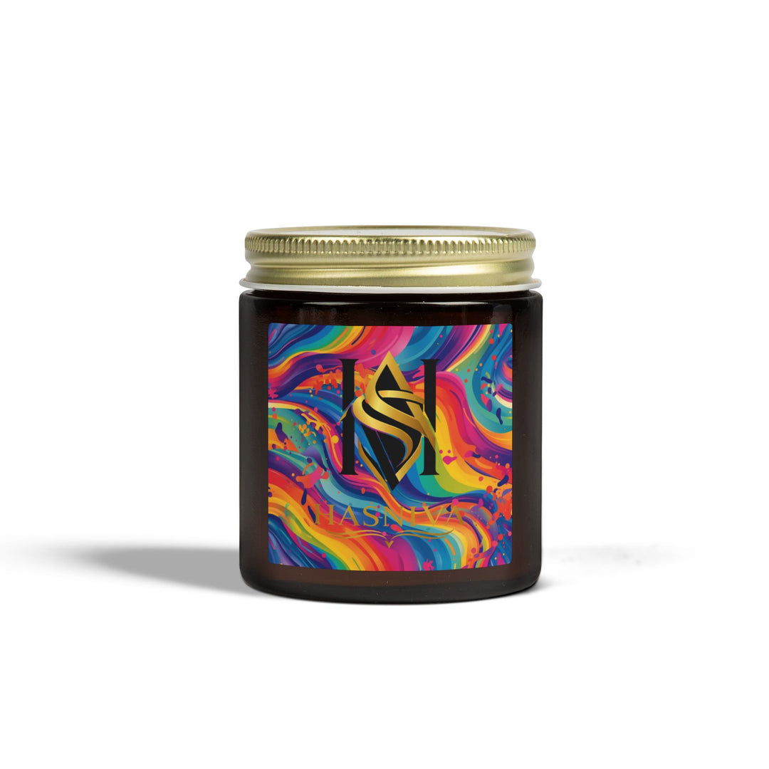 Vibrant Rainbow Abstract Scented Candle | Hand-Poured Coconut Apricot Wax