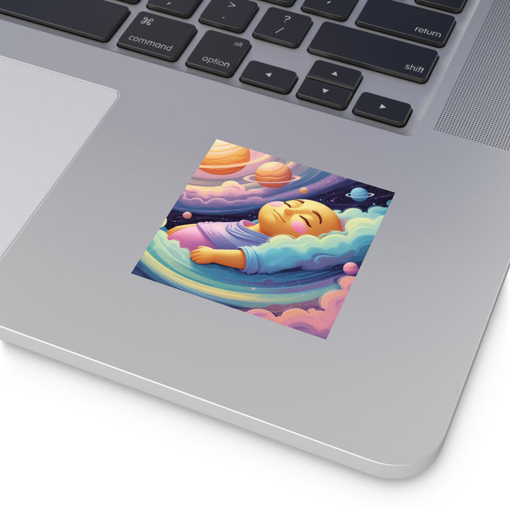 Cosmic Dreams Laminate Square Sticker – Baby Galaxy Art, Durable Vinyl