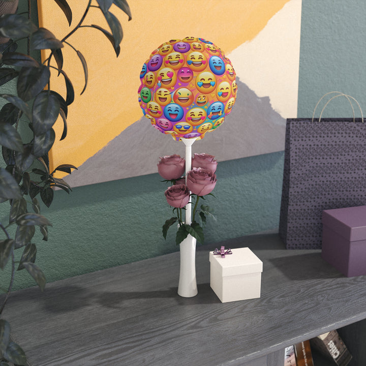 Joyful Emoji 6” Balloons – Heart & Round, Custom Party Decor, Matte Mylar