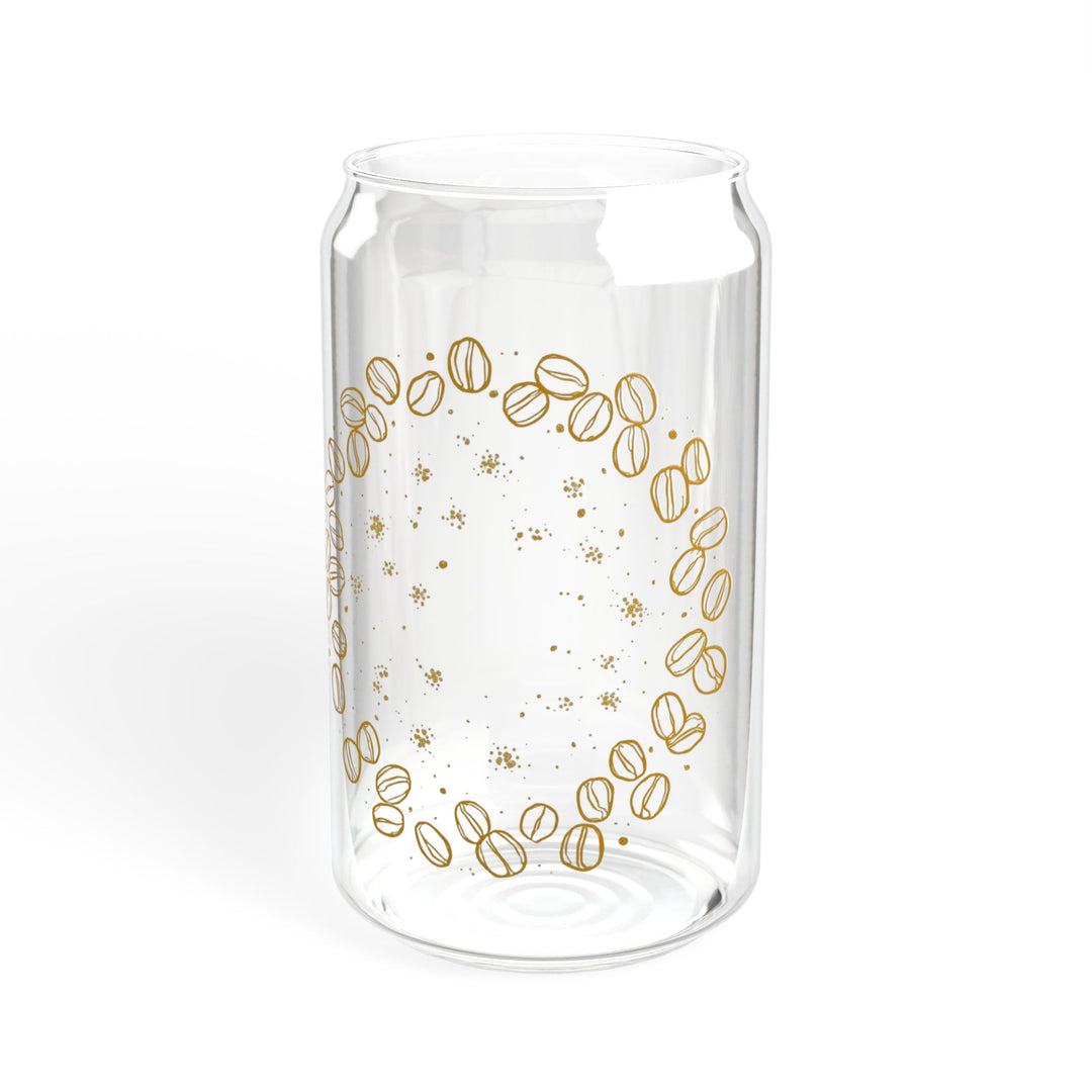 16oz Coffee Lovers Sipper Glass – Modern Café Vibes, Bamboo Lid & Straw