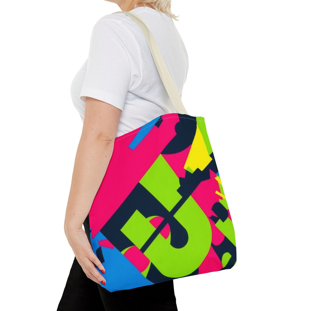 Bold Neon Geometry All-Over Print Tote Bag – Custom, Durable & Stylish