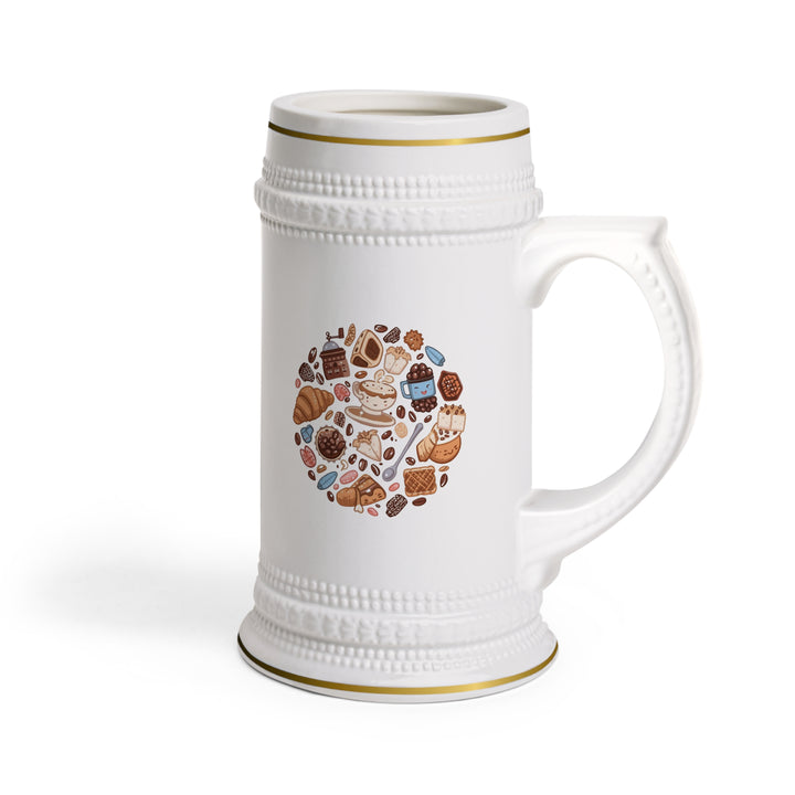 Custom Whimsical Coffee & Dessert Stein Mug – Trendy Cafe Vibes, 18oz