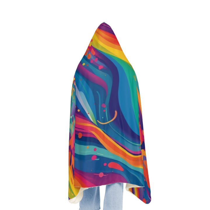 Snuggle Hooded Blanket – Ultra-Soft, Artistic Rainbow Abstract Design
