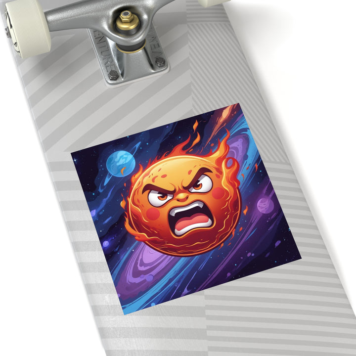 Angry Cosmic Sun Square Sticker – Weatherproof Indoor/Outdoor Vinyl, Customizable