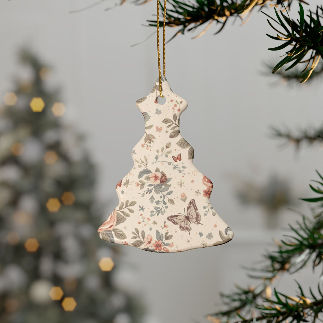 Personalized Ceramic Ornaments – Vintage Floral, Custom Keepsake Gift (1-20pcs)