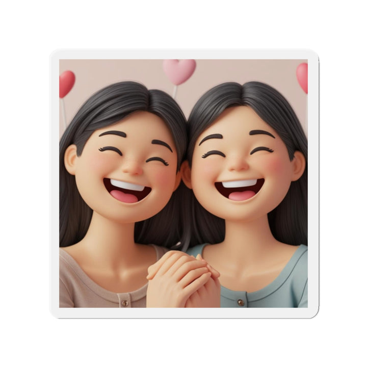 Custom Die-Cut Magnet – 3D Cartoon Besties, Cute Friendship Decor Gift