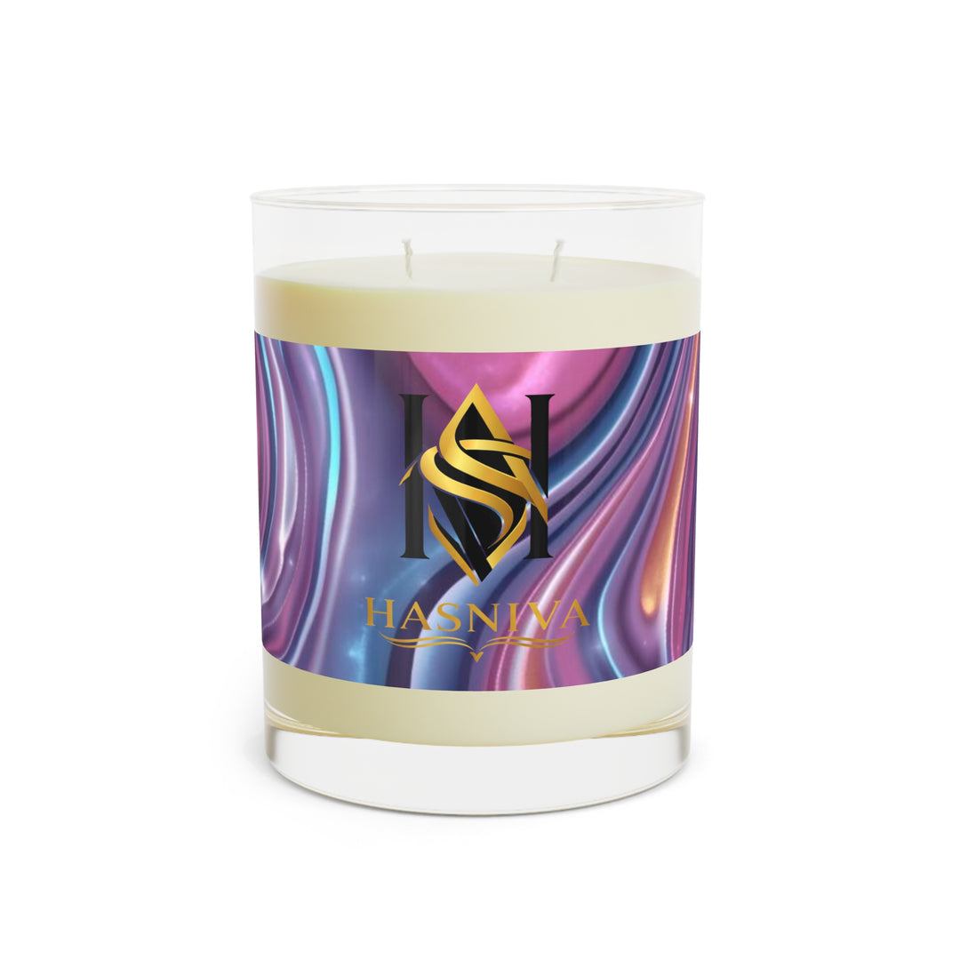 11oz Luxe Scented Candle – Iridescent Swirl Glass, Long Burn, Modern Decor