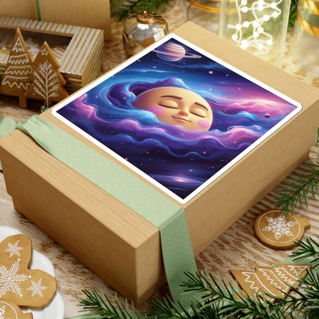 Galaxy Moon Kiss-Cut Sticker – Cute Space Design, Durable & Customizable