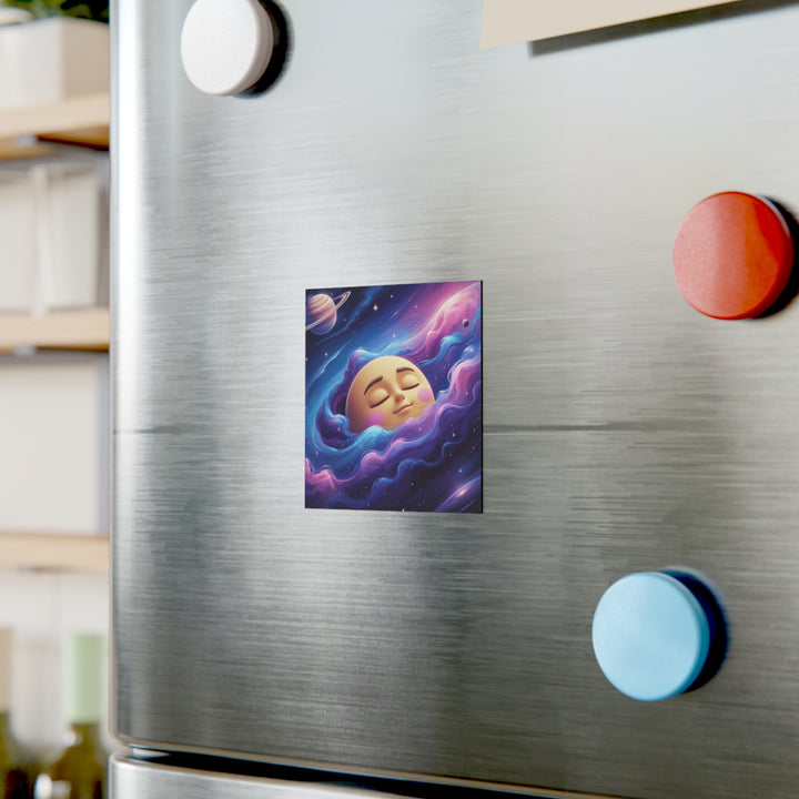 Personalized Square Magnet – Whimsical Galaxy Moon, Custom, Cute & Durable
