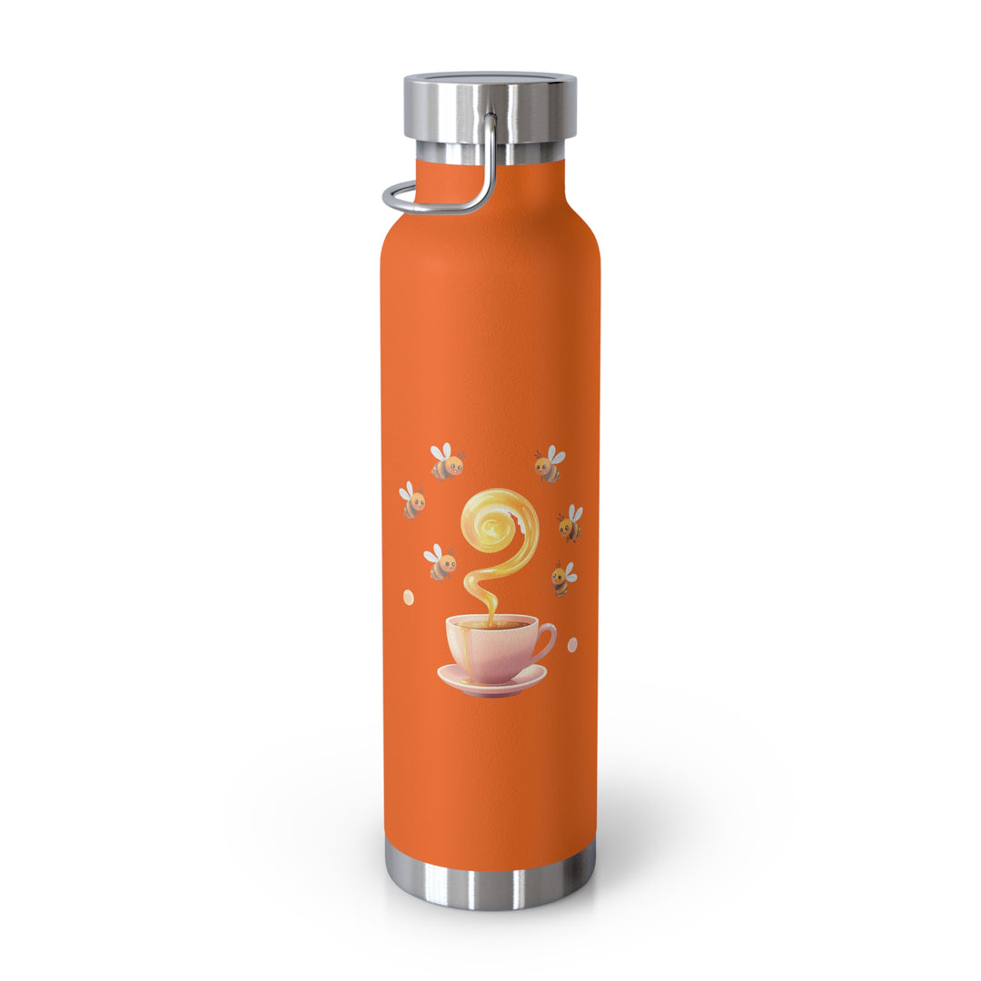 Cute Bees & Honey Pink Copper Vacuum Insulated Bottle – 22oz Trendy Flask