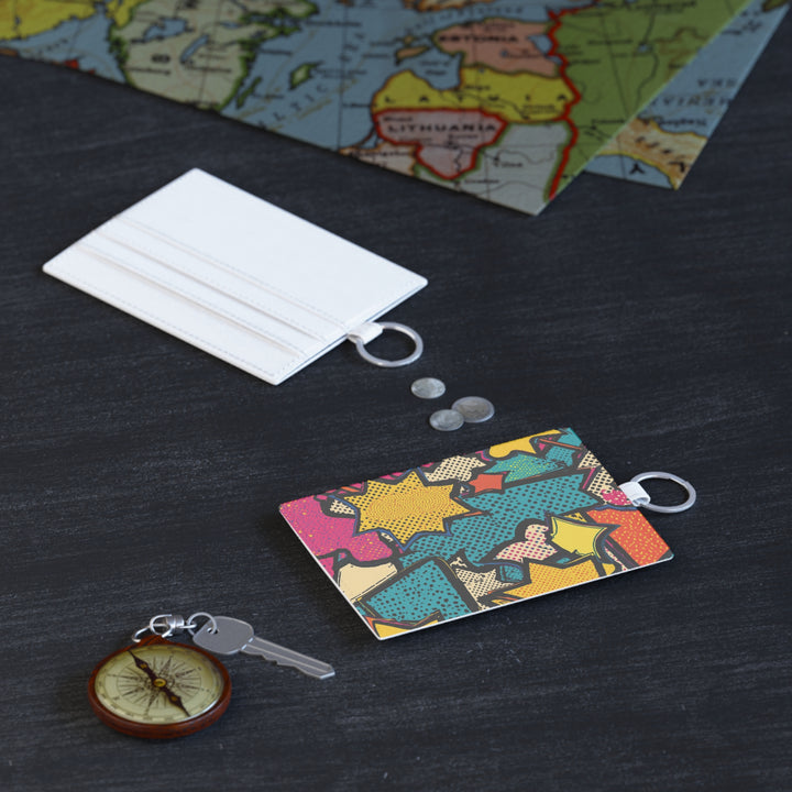 Personalized Pop Art Saffiano Leather Card Holder – Vibrant, Custom & Slim