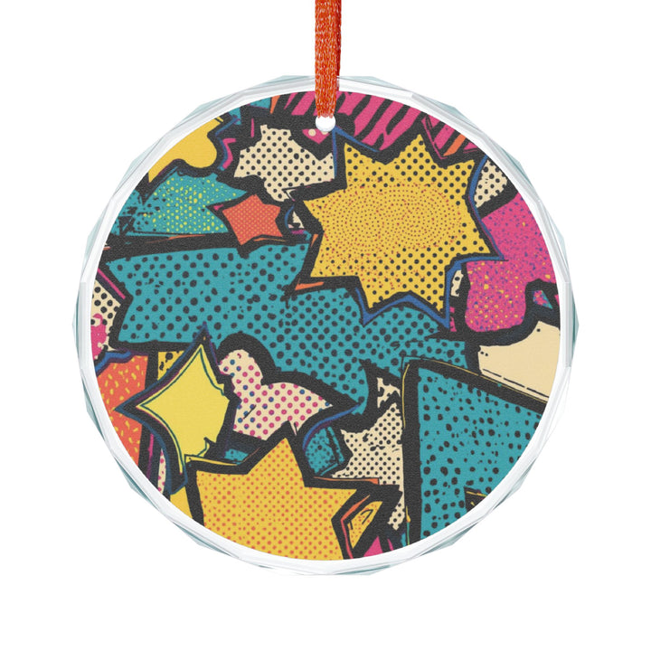Pop Art Crystal Glass Ornament – Vibrant Comic Book Decor, Round/Heart