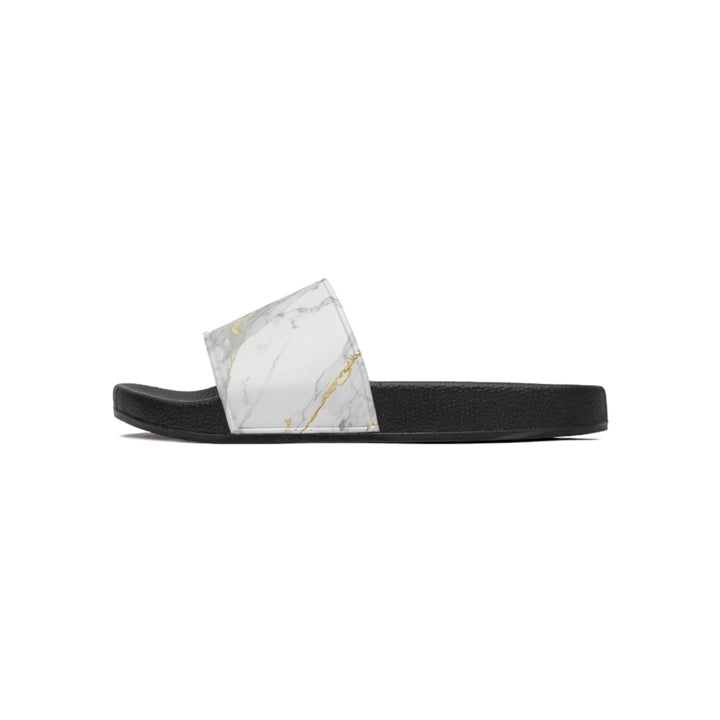 Personalized Marble Gold Men's Slide Sandals – Custom Comfort & Luxe Style