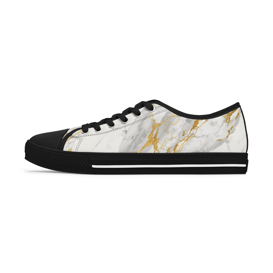 Women's Marble Low Top Sneakers – Custom Luxe Gold & Grey Comfort Shoes