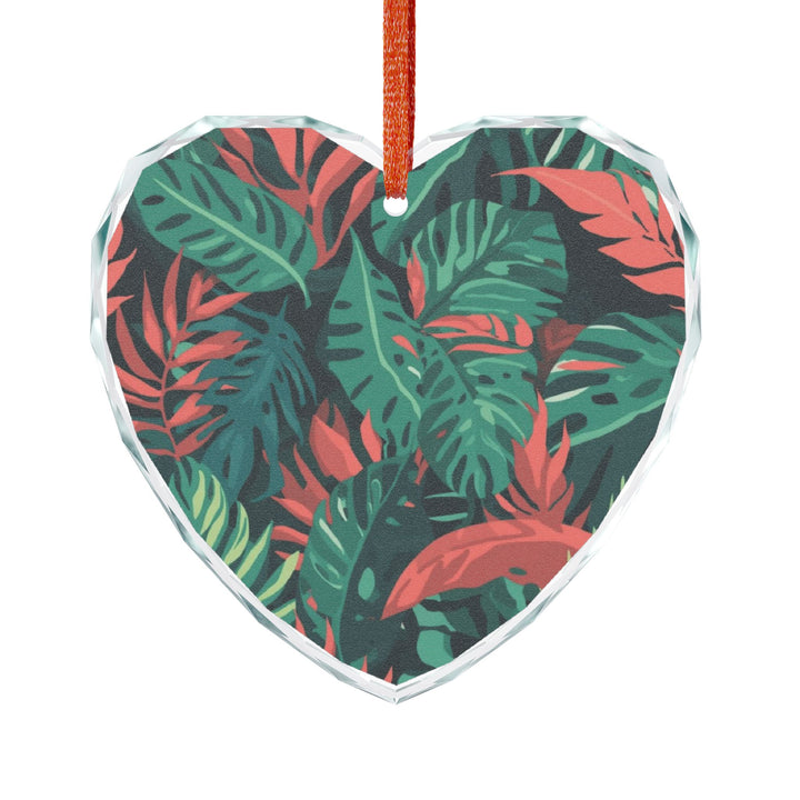 Crystal Glass Ornament – Tropical Leaf Jungle, Modern Vibrant Decor Gift