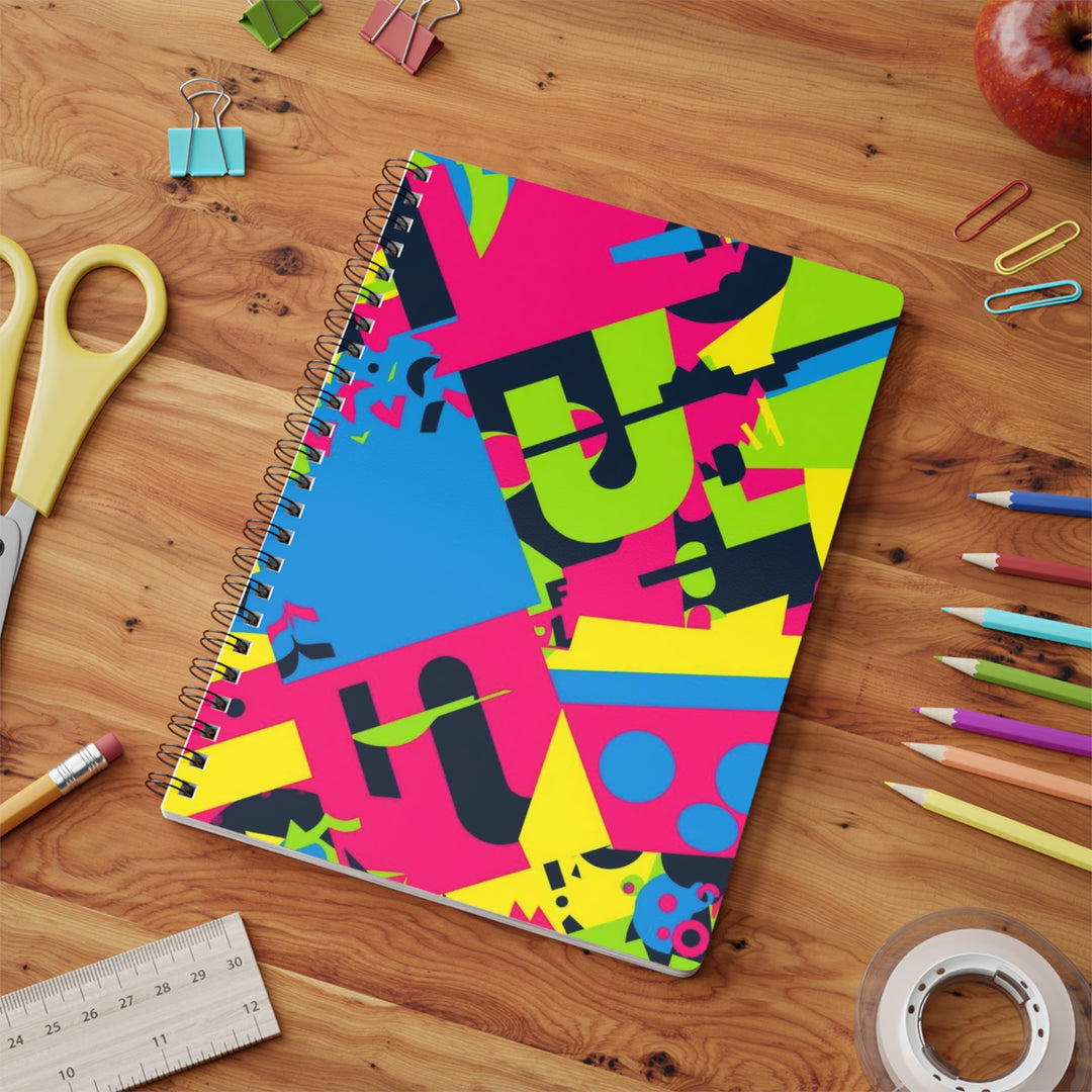 Wirobound A5 Softcover Notebook – Neon Geometric Urban Street Style