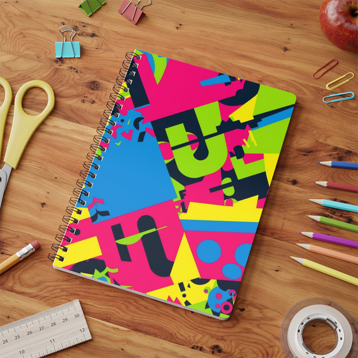 Wirobound A5 Softcover Notebook – Neon Geometric Urban Street Style