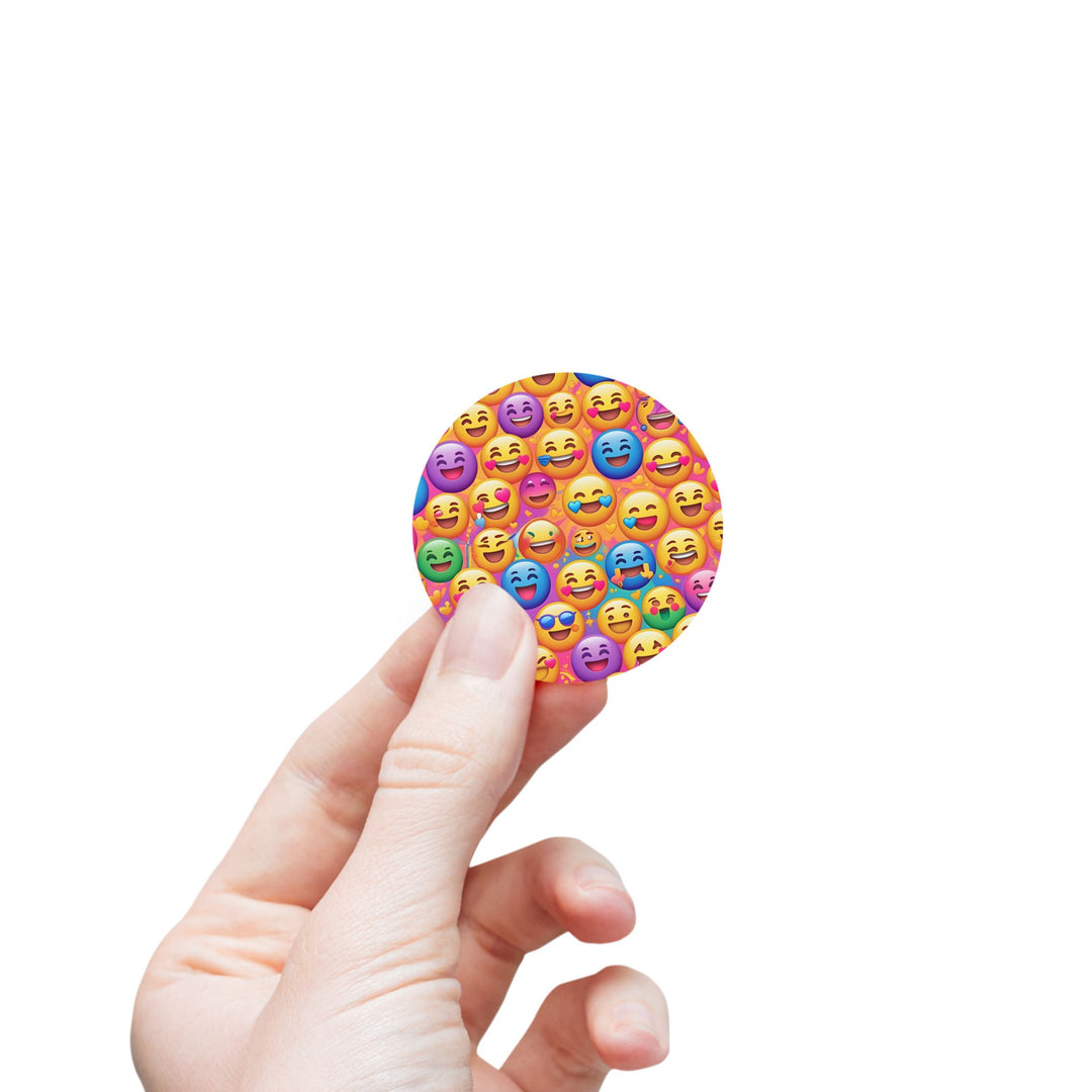 Vibrant Emoji Round Sticker Label Rolls – Durable, Fun & Trendy Labels