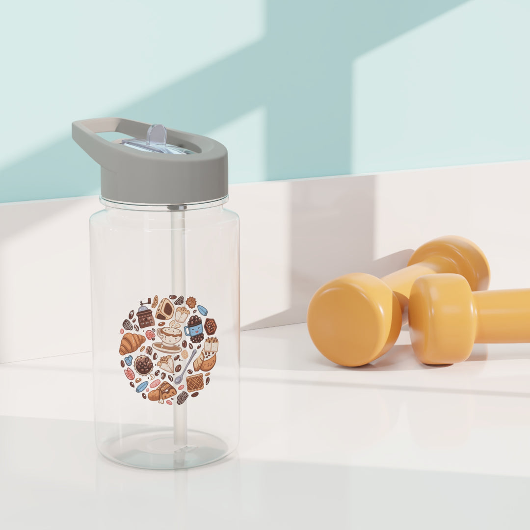 Whimsical Café Cartoon Tritan Water Bottle – Durable, Eco & Stylish
