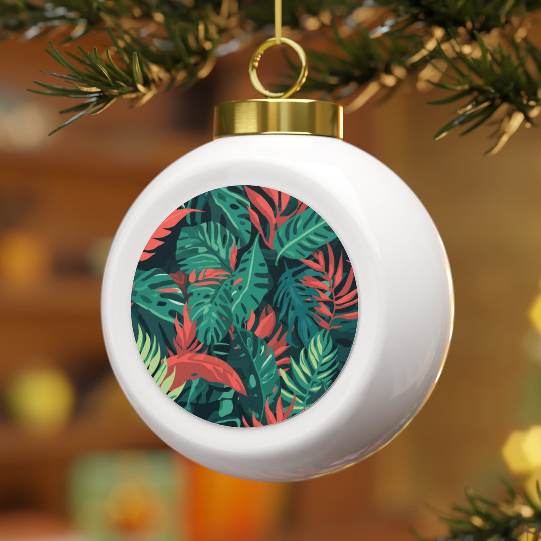 Personalized Tropical Leaf Ball Ornament – Handcrafted Holiday Tree Decor
